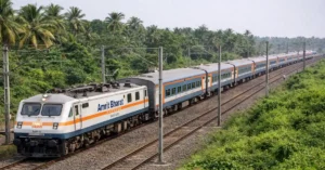 Amrit Bharat Express Trains operating on an electrified railway corridor in southern India