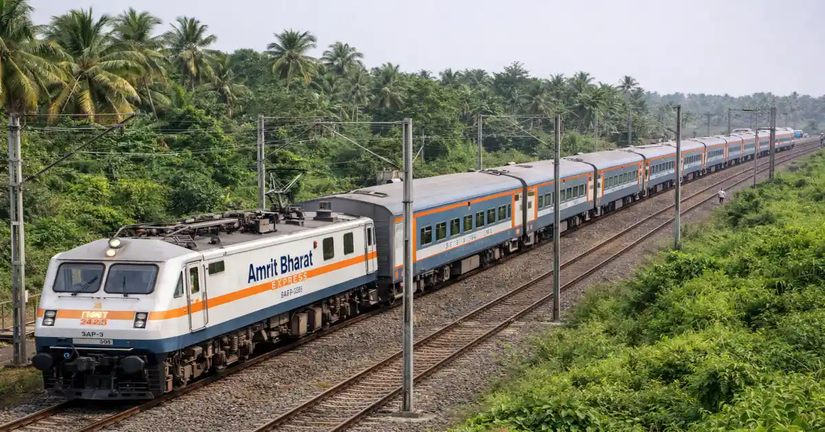 Amrit Bharat Express Trains operating on an electrified railway corridor in southern India