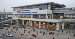 Anand Vihar Namo Bharat Station with planned pod hotel and commercial facilities