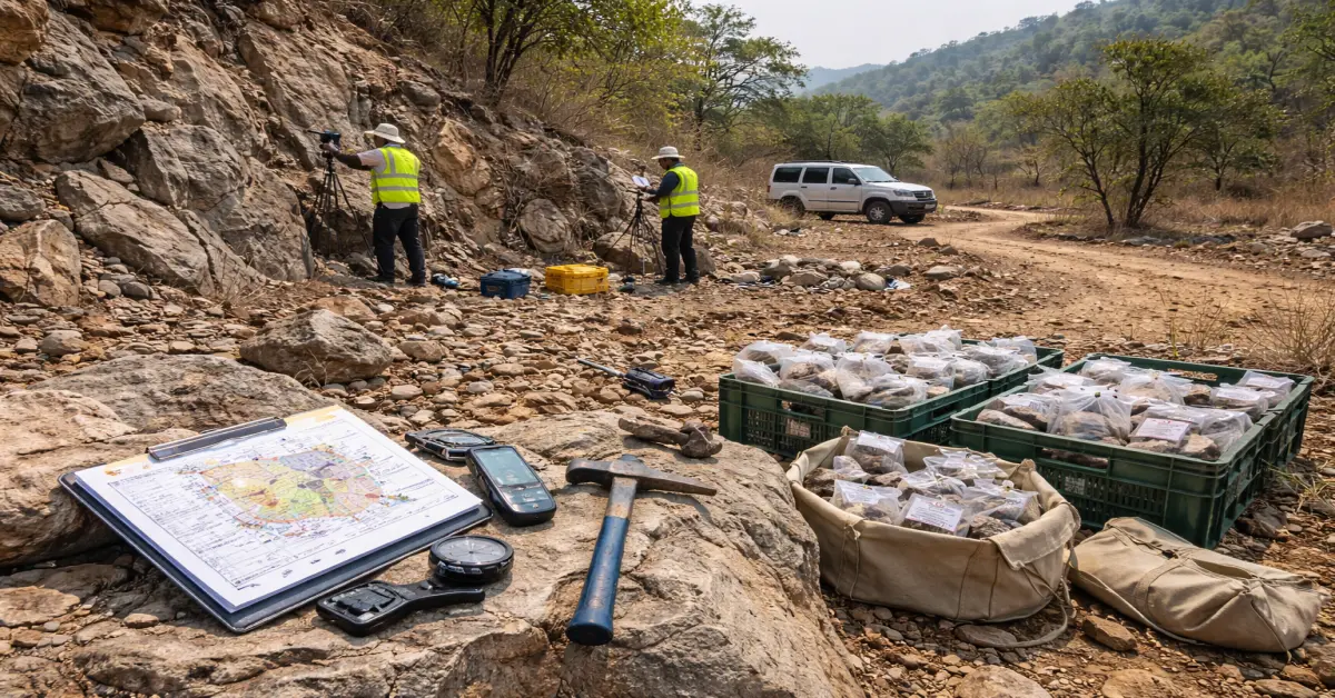 Geological fieldwork focused on Critical Minerals exploration in India.