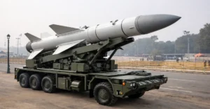 Hypersonic Anti-Ship Missile LR-AShM mounted on launcher during Republic Day display preparations