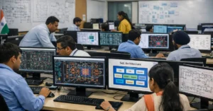 Engineers working on semiconductor chip design under India’s fabless semiconductor programme