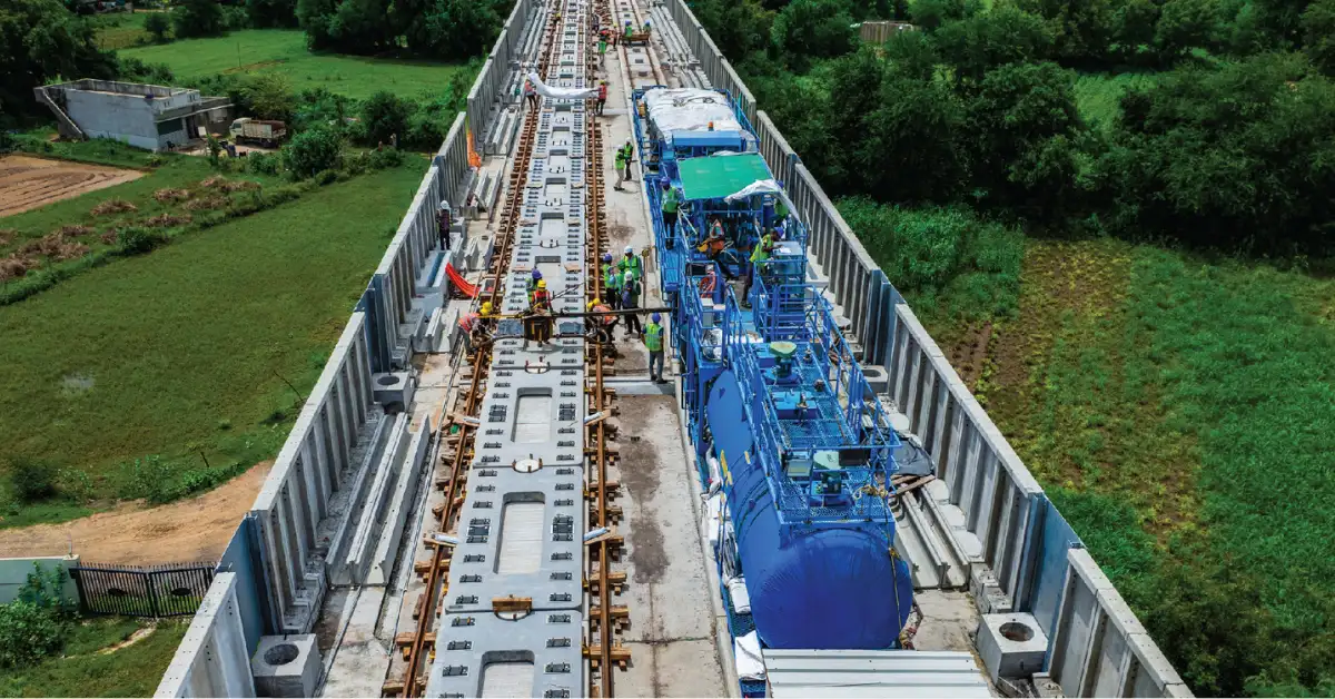 Mumbai-Ahmedabad Bullet Train corridor under construction on elevated viaduct