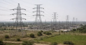 India’s power transmission network with high-voltage transmission lines supporting grid expansion.