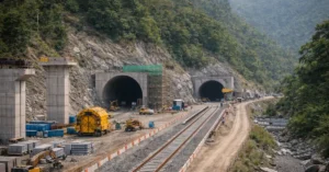 Rishikesh-Karnaprayag rail line construction progress