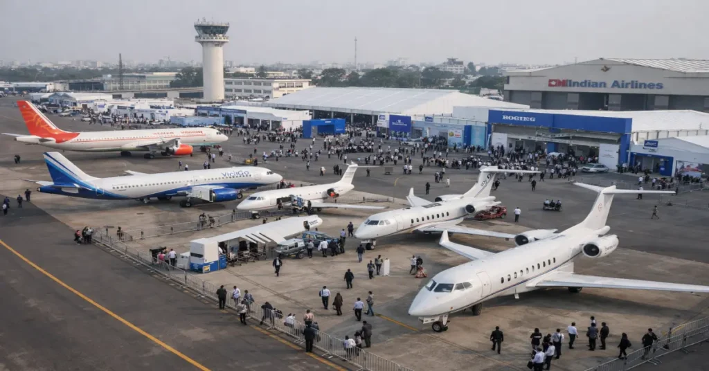 Wings India 2026 aviation event at Begumpet Airport in Hyderabad