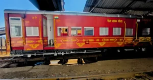 Air Brake Coach Rake coach on Kalka-Shimla Heritage Railway platform
