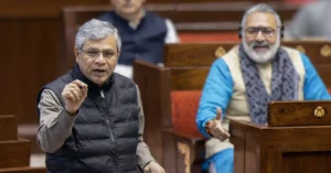 Railway Minister Ashwini Vaishnaw speaking in the Lok Sabha regarding Kavach version 4.0