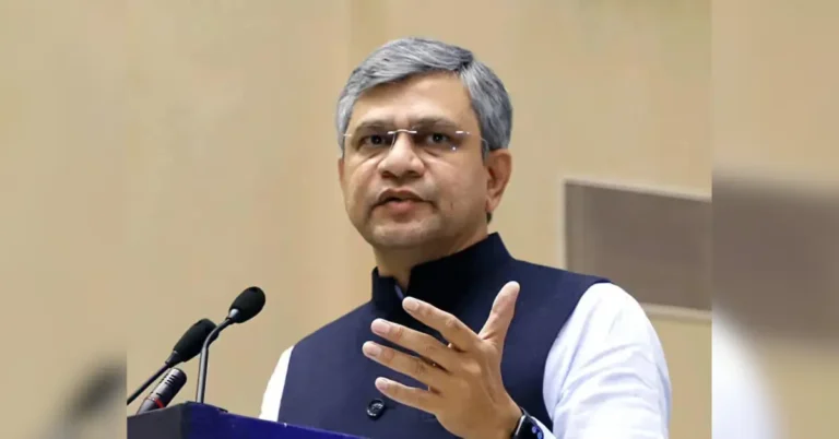 Railway Minister Ashwini Vaishnaw addressing an official event