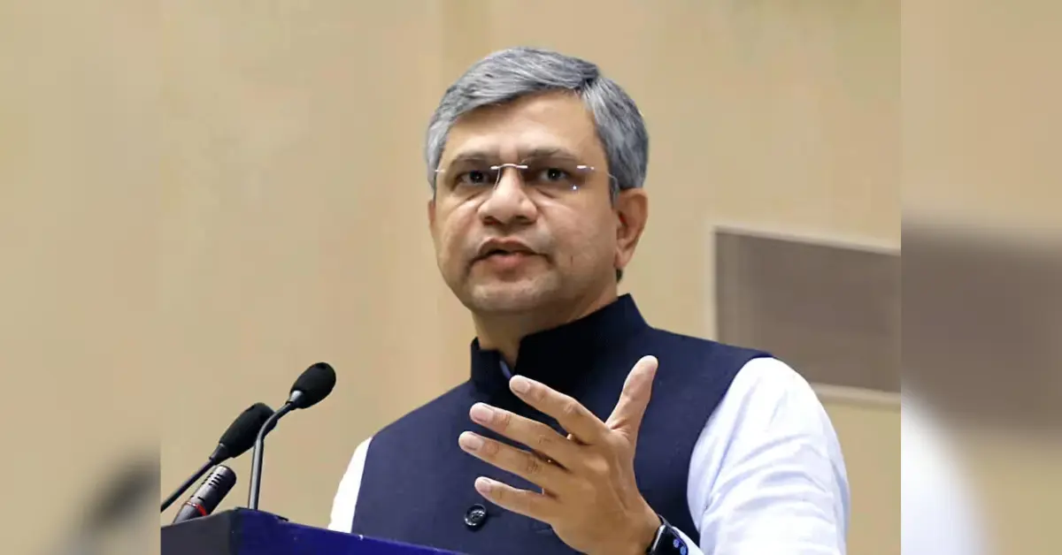 Railway Minister Ashwini Vaishnaw addressing an official event