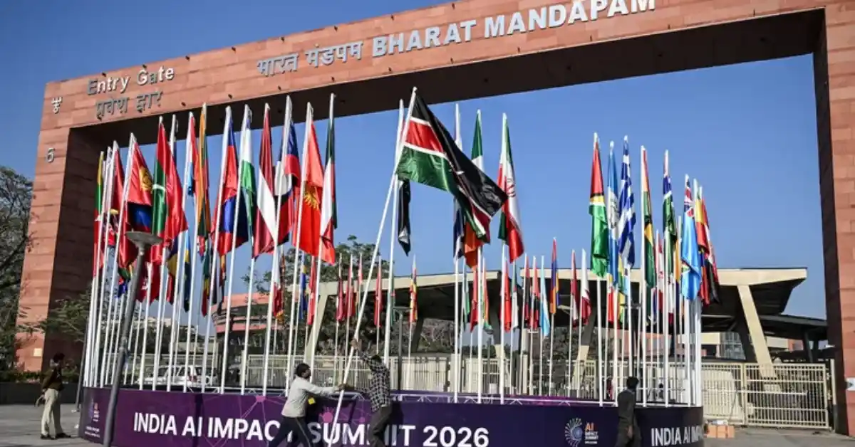 Bharat Mandapam during AI Impact Summit 2026 in New Delhi