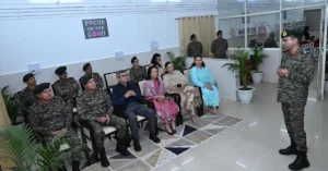 Defence Secretary interacting with senior Army officers during a joint briefing in Gujarat’s Creek Sector