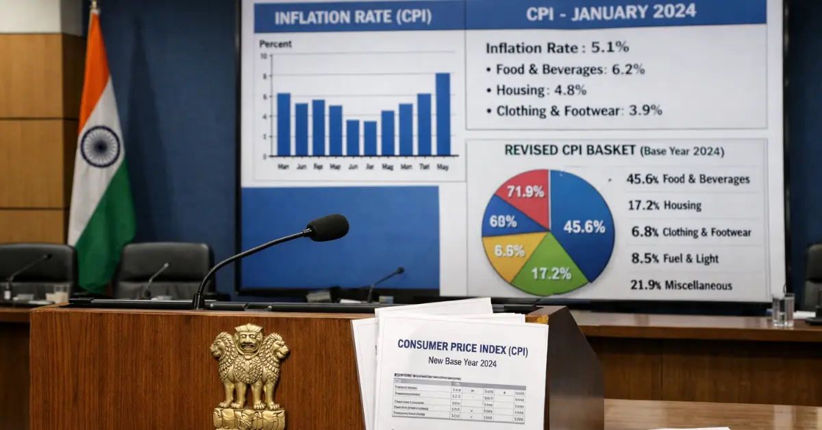 AI-generated illustration of India CPI basket revision with 2024 base year