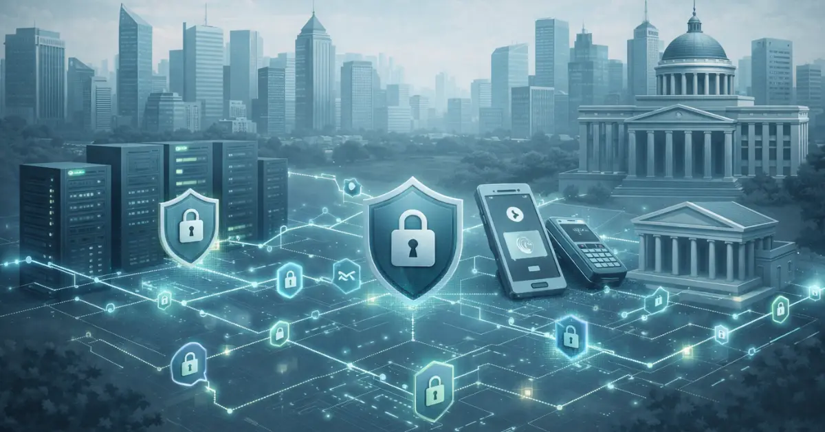 Conceptual illustration representing financial cyber security measures in India