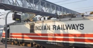 Indian Railways electric locomotive operating on an electrified section