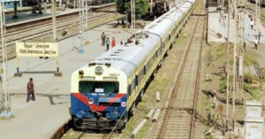 Indian Railways suburban train at Diva Junction linked to calibrated fare hikes