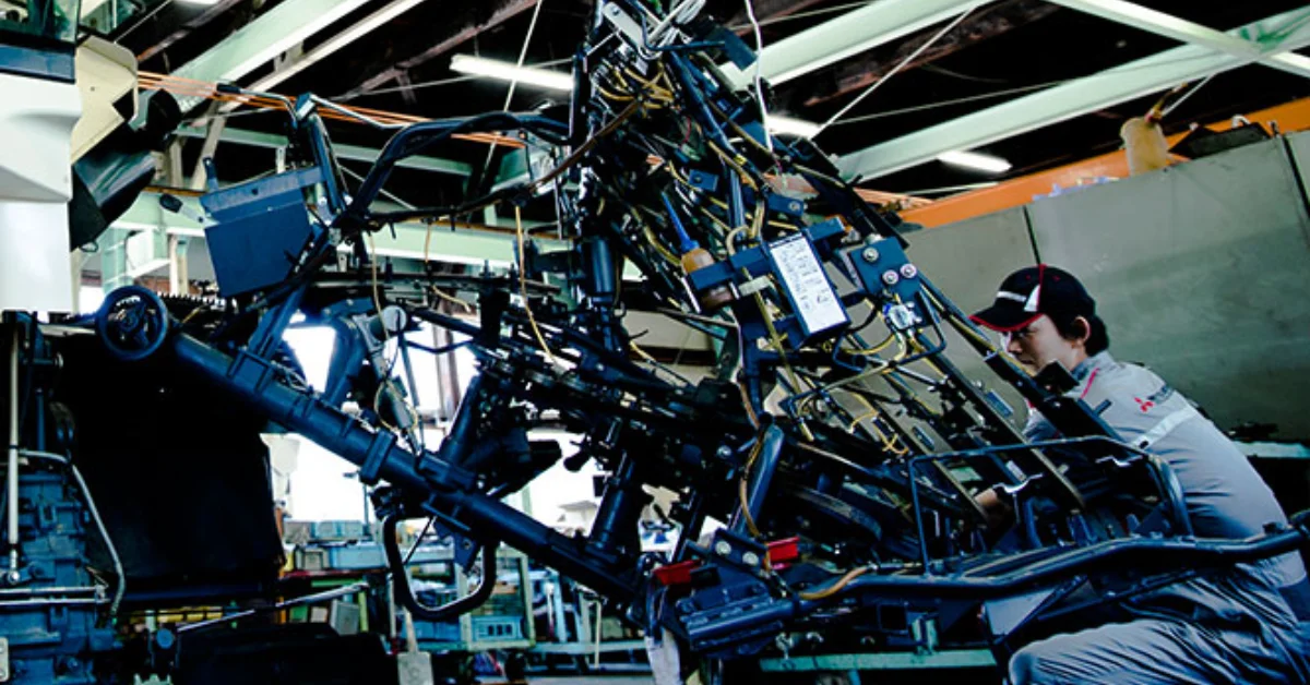 Mahindra tractor manufacturing and assembly operations at a company production facility