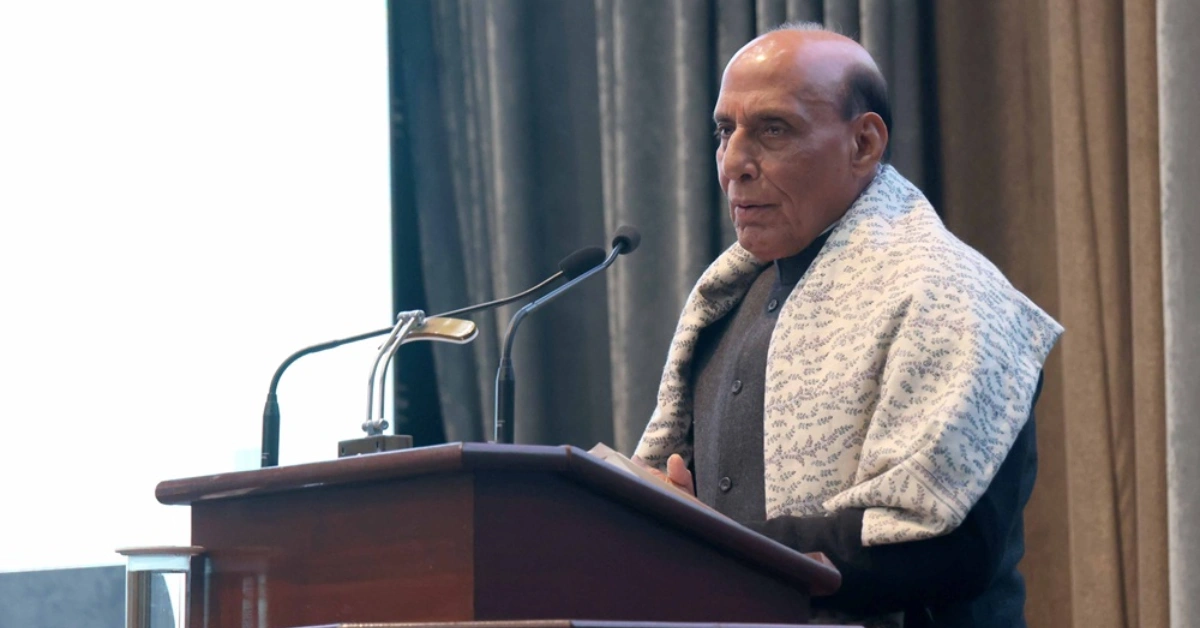 Defence Minister addressing an official event related to Miniratna Category-I status announcement