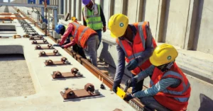 Mumbai-Ahmedabad High-Speed Rail track bed construction work