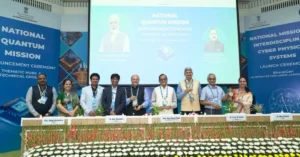 Officials at the National Quantum Mission announcement ceremony in New Delhi
