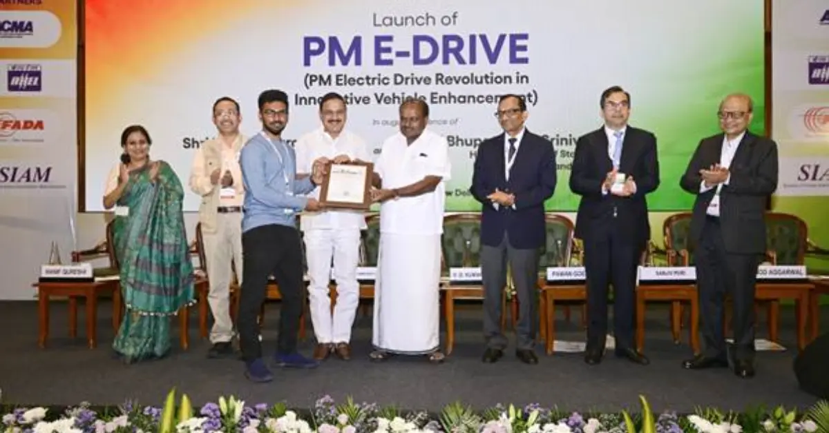 Government officials at the launch of the PM E-DRIVE Scheme