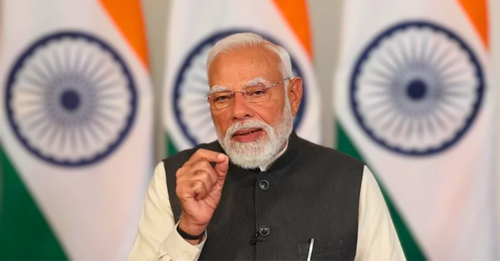 Prime Minister Narendra Modi addressing event related to HCL-Foxconn semiconductor project