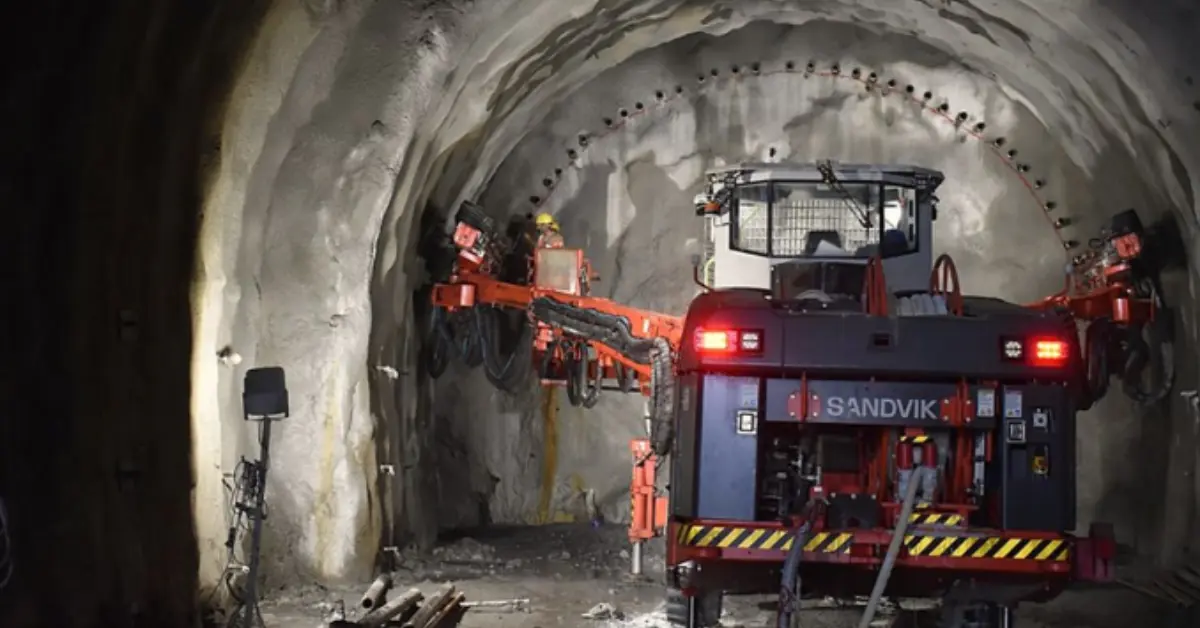 Tunnel excavation work on the Rishikesh-Karnaprayag rail line project in Uttarakhand