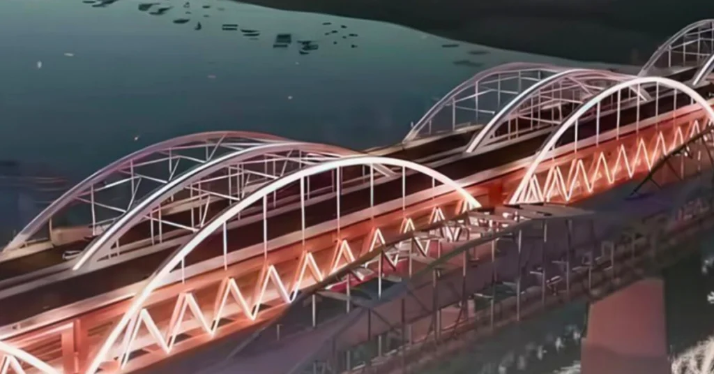 Rail Vikas Nigam Limited rail-cum-road bridge over Ganga in Varanasi project render