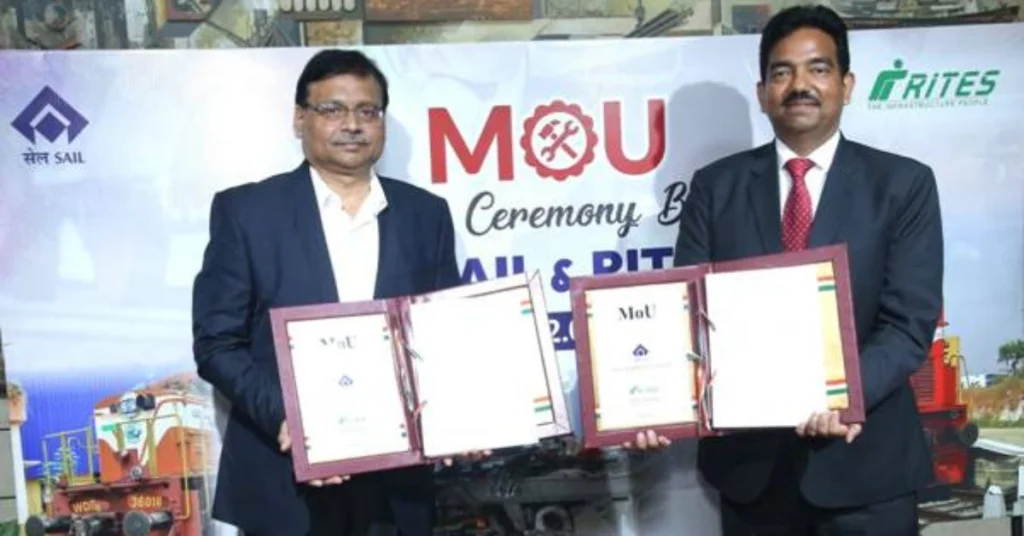 SAIL and RITES officials sign MoU for diesel locomotive leasing and fleet maintenance