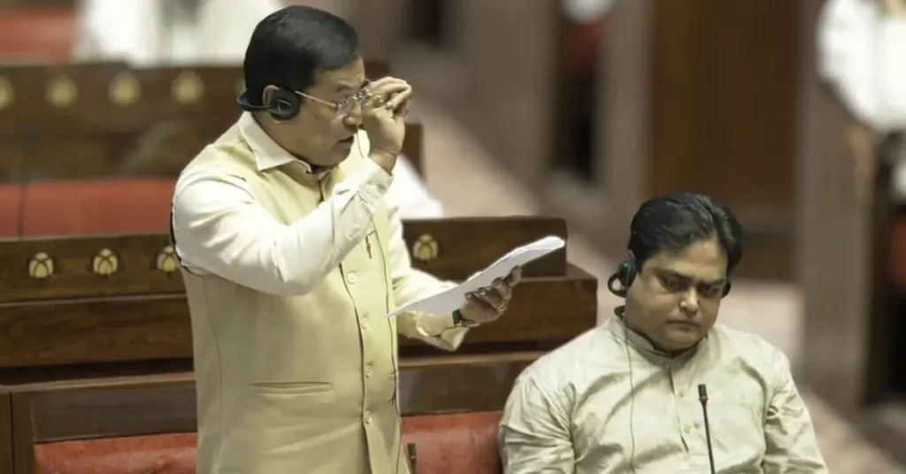 Sarbananda Sonowal addressing the Rajya Sabha on measures to strengthen the indigenous fleet