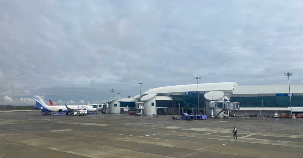 Srinagar Airport terminal building and apron area