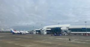 Srinagar Airport terminal building and apron area
