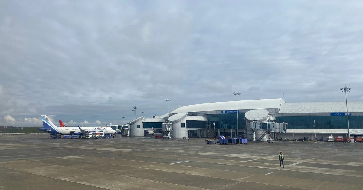 Srinagar Airport terminal building and apron area