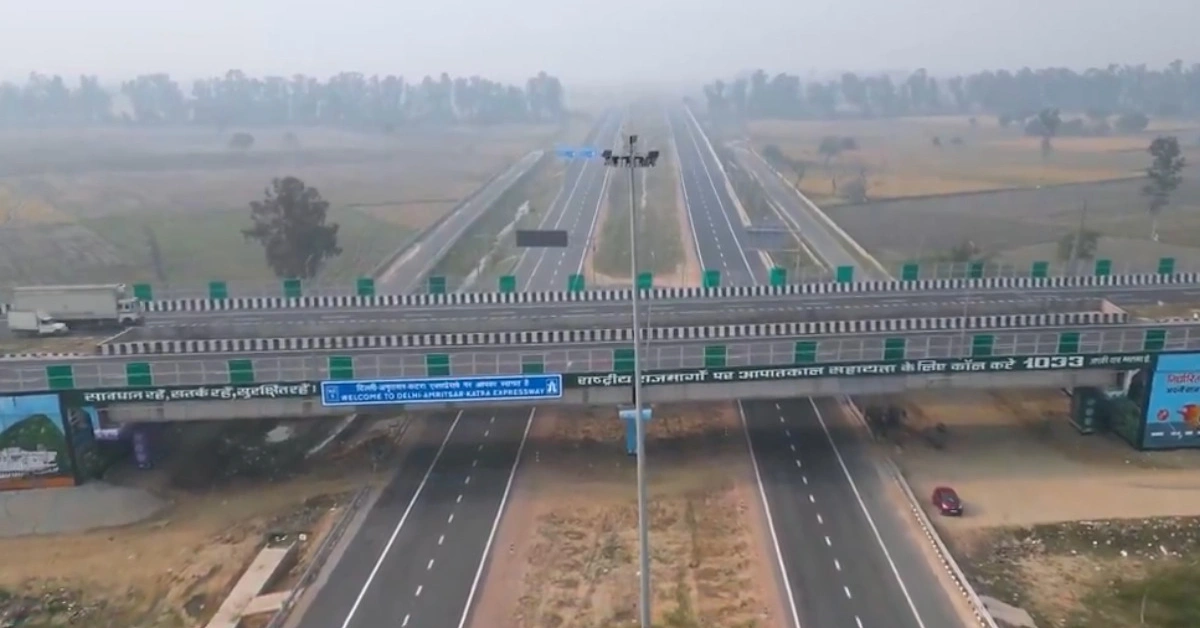 Delhi-Amritsar-Katra Expressway highway corridor with elevated flyover