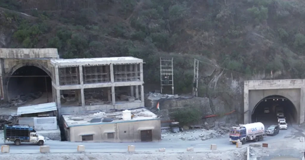 Digdol-Panthyal Twin Tube tunnel portals under construction on NH-44 in Jammu and Kashmir