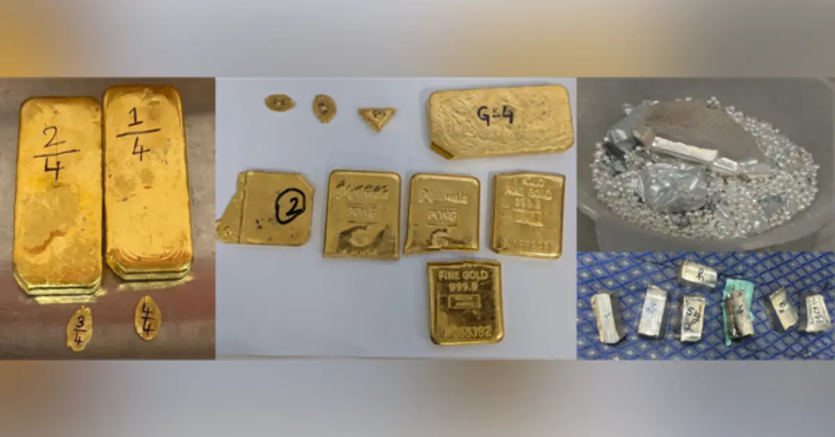 Gold bars and melted bullion seized by DRI in a gold smuggling investigation