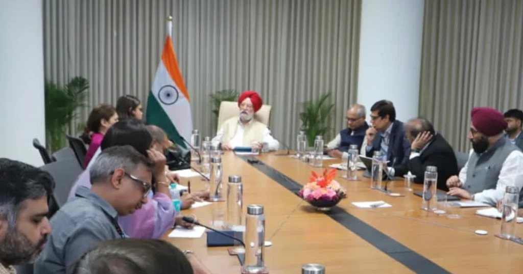 Hardeep Singh Puri briefing media on energy supplies