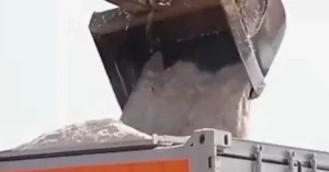 Indian Railways salt loading into container for cargo transport under Reform Express initiative