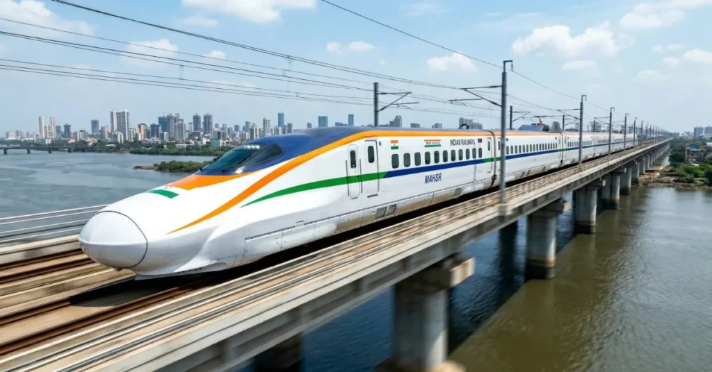 India's first indigenous high-speed train on Mumbai-Ahmedabad corridor viaduct