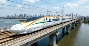 India's first indigenous high-speed train on Mumbai-Ahmedabad corridor viaduct
