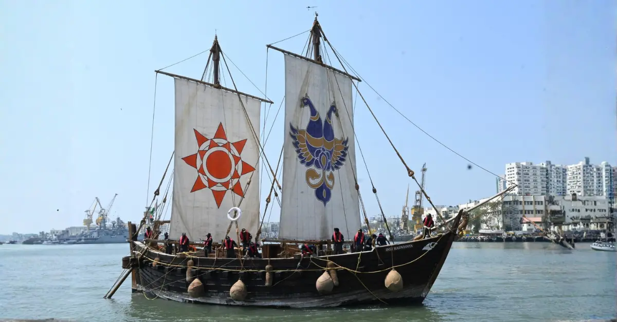 INSV Kaundinya traditionally constructed stitched sailing vessel of the Indian Navy