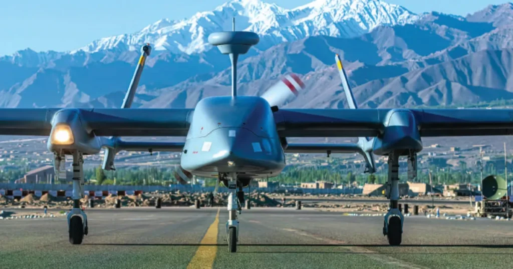 Military drone platform representing future warfare capabilities under Defence Forces Vision 2047