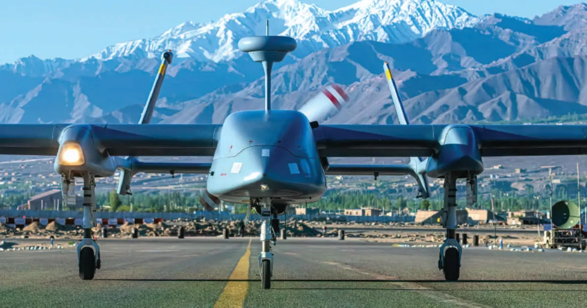 Military drone platform representing future warfare capabilities under Defence Forces Vision 2047