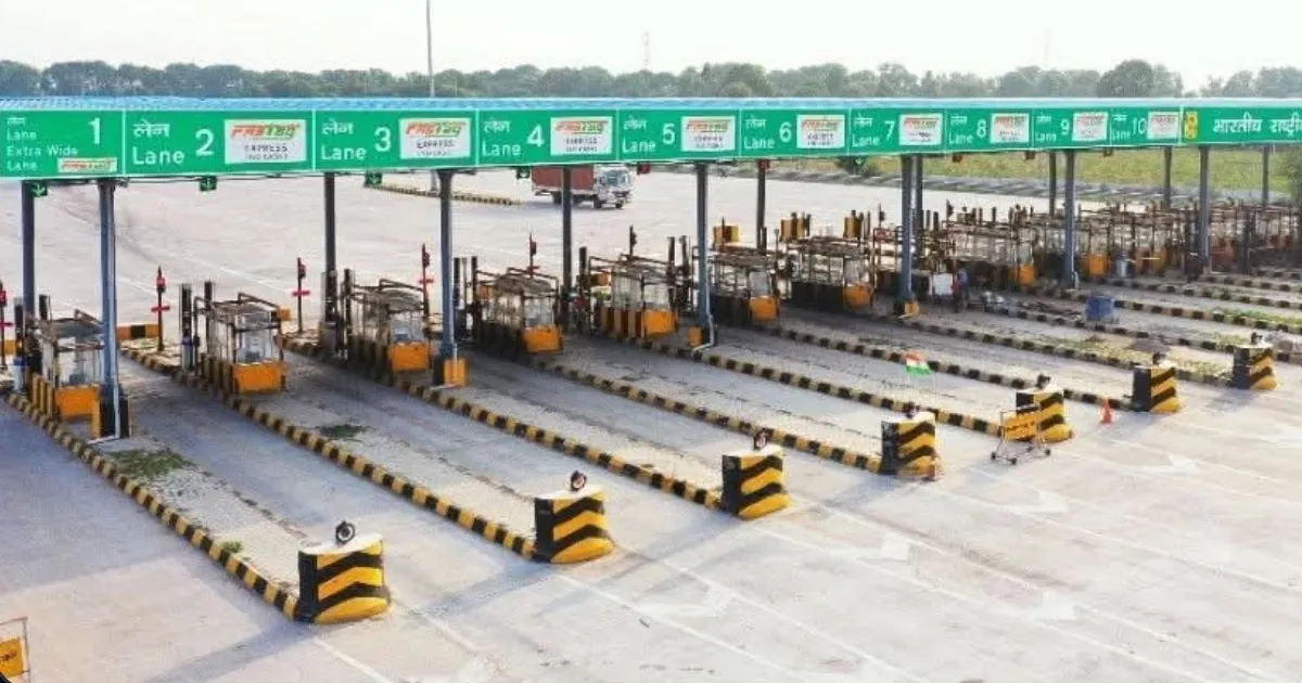 National highway toll collections infrastructure at a toll plaza