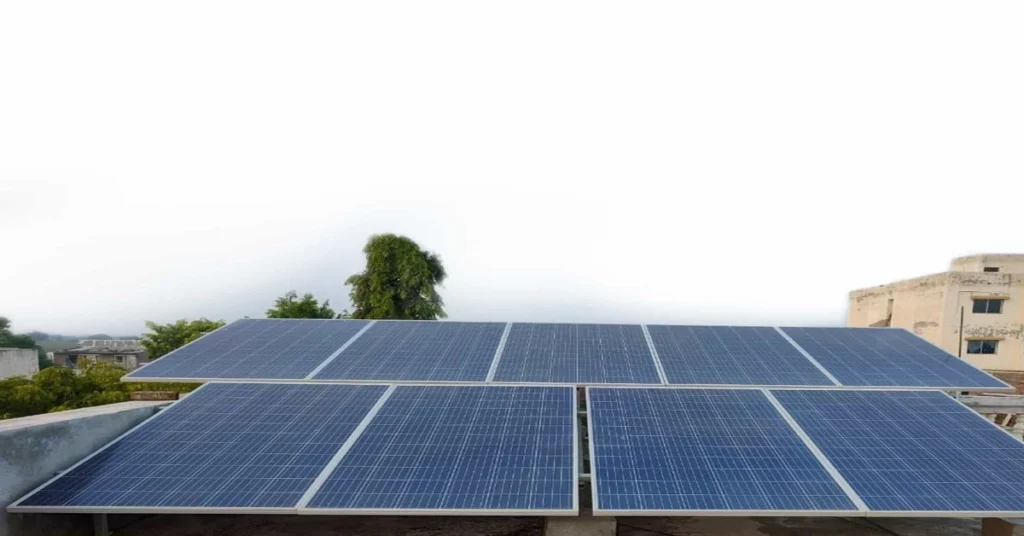 Rooftop solar panels installed under PM Surya Ghar Scheme on a residential building
