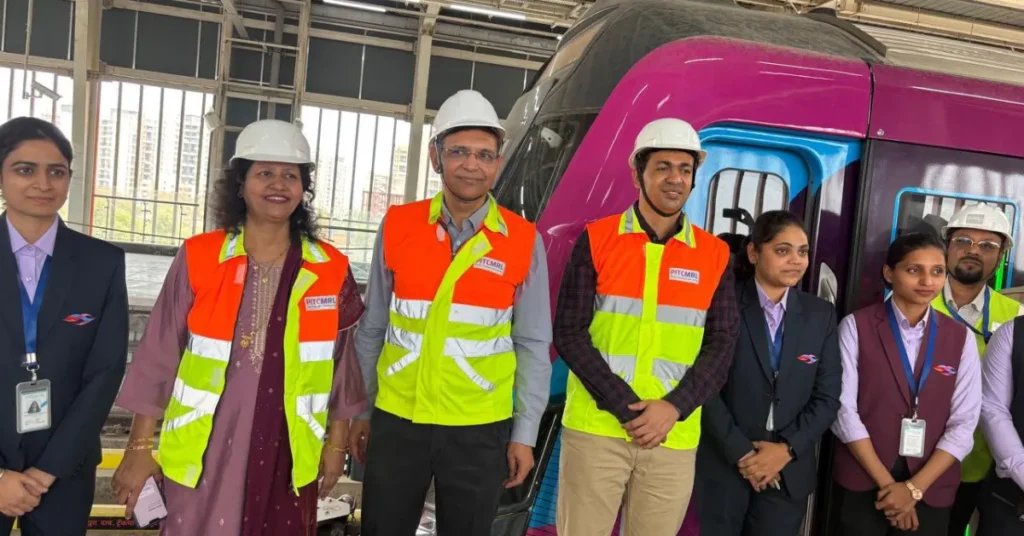 Abhijit Chaudhari inspecting Pune Metro Line 3 corridor with officials