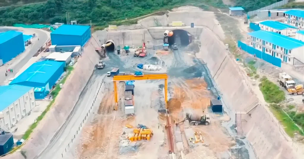 Rishikesh-Karnaprayag rail line tunnel construction in Uttarakhand