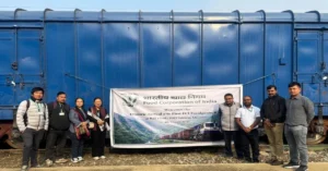 FCI foodgrain cargo train arrival at Sairang Railway Station Mizoram