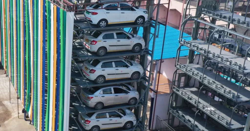 Automated multi level car parking facility representing urban parking infrastructure under the Smart Cities Mission