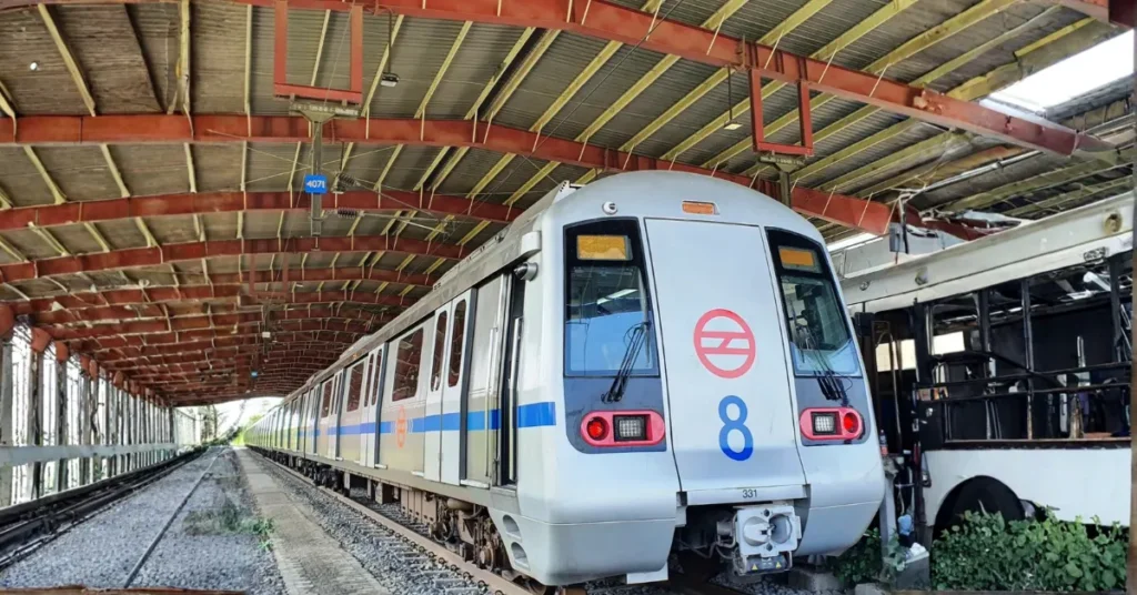 Delhi Metro refurbished Blue Line train interior with upgraded passenger systems